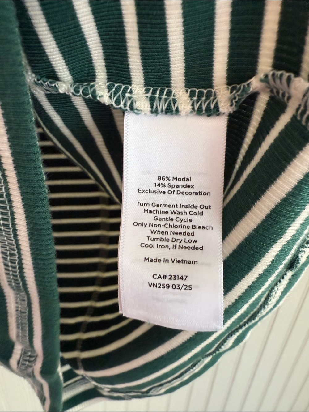 T by Talbots Green and White Striped Henley Small Petite - Picture 4 of 5